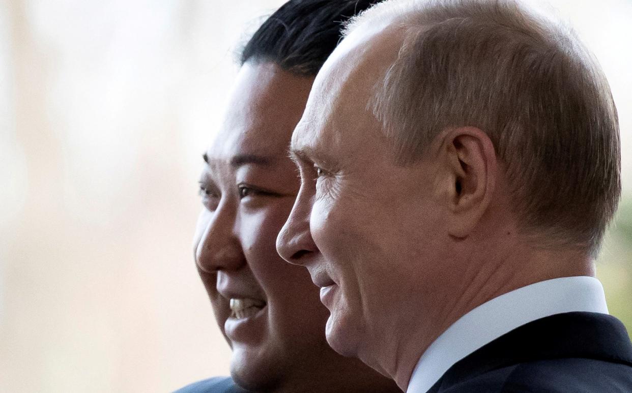 Vladimir Putin and Kim Jong-un during their meeting in Vladivostok, Russia, in 2019 - Alexander Zemlianichenko/Reuters/ 