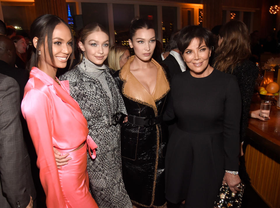 Joan Smalls, Gigi Hadid, Bella Hadid, and Kris Jenner attend V magazine’s dinner in honor of Karl Lagerfeld in NYC on Oct. 23. (Photo: Kevin Mazur/Getty Images for V magazine)