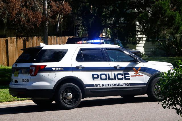 <p>Brian Blanco/Getty</p> A St. Petersburg Police vehicle photographed in September 2017