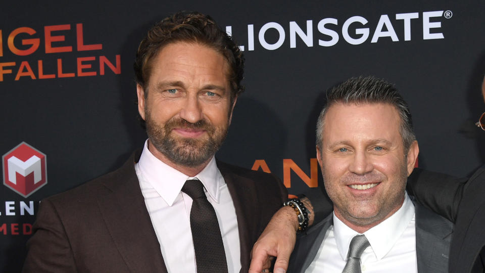Gerard Butler and Ric Roman Waugh attend the LA Premiere of "Angel Has Fallen" on August 20, 2019. (Photo by Kevin Winter/Getty Images) 