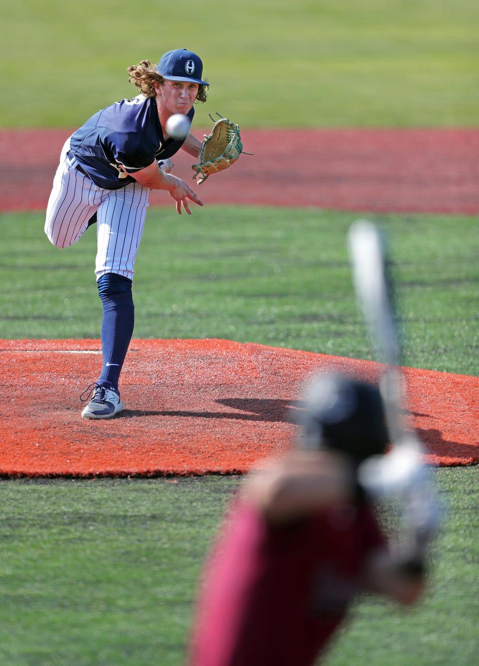 Hoban starting pitcher Andrew Karhoff throws against University School during the first inning of a Division I regional semifinal baseball game, Thursday, June 1, 2023, in Oberlin, Ohio.