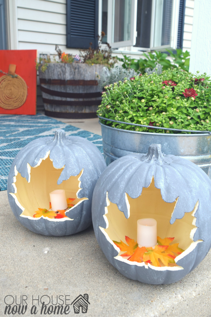 Leaf Pumpkins With Candles