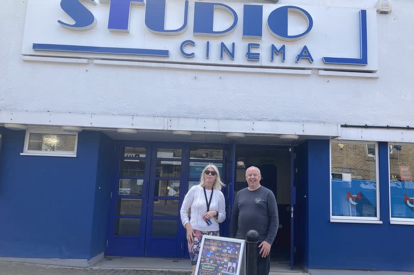 Manageress of Studio Cinema Beth Williams with Mayor of Coleford Nick Penny. The cinema is putting on a free watch along on the big screen!