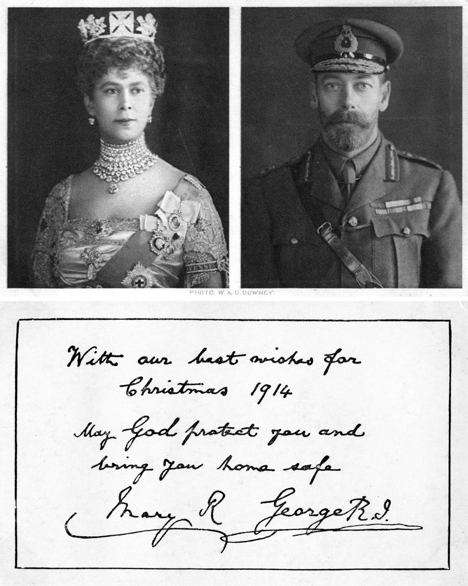 A Christmas card from King George and Mary in 1914.