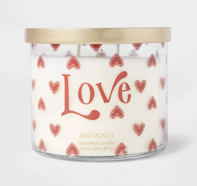 Threshold Love Roses Valentine's Day Candle Red 
