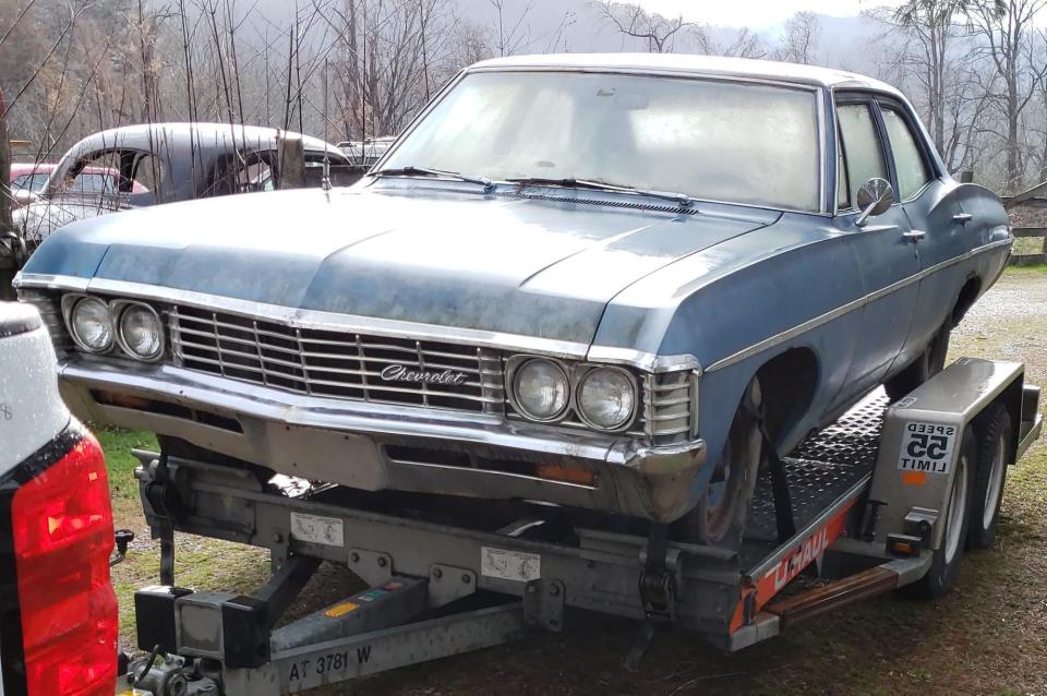 <img src="1967-impala.jpg" alt="Girlfriend took boyfriend's 1967 Chevrolet Impala to the junkyard">