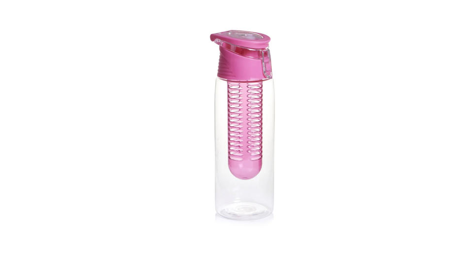 Wilko 700ml Pink Fruit Infuser Water Bottle