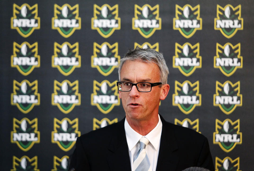 Former NRL CEO David Gallop speaks during a press conference at Fox Studios on July 15, 2010 in Sydney, Australia.