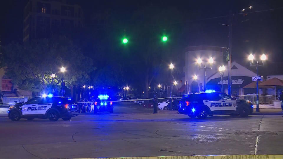 Birmingham police vehicles near the scene where several people were shot late Saturday. (WVTM / WVTM)