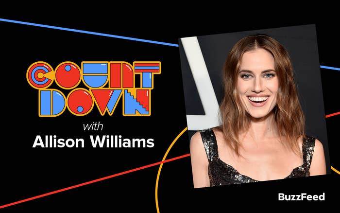 A title card with Allison smiling that says "Count Down with Allison Williams"