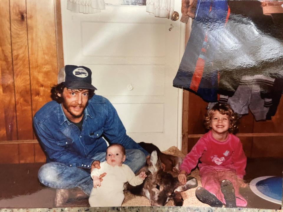 Amanda Jayne Miller, right, with her family as a child in Jasonville, Indiana. Her father hunted for deer when she was growing up, and she later became a skeet shooter.