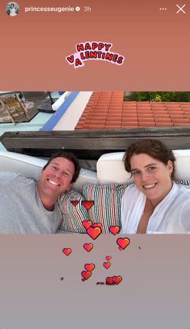 <p>Princess Eugenie/Instagram</p> Jack Brooksbank and Princess Eugenie in an Instagram photo shared on Feb. 14, 2024