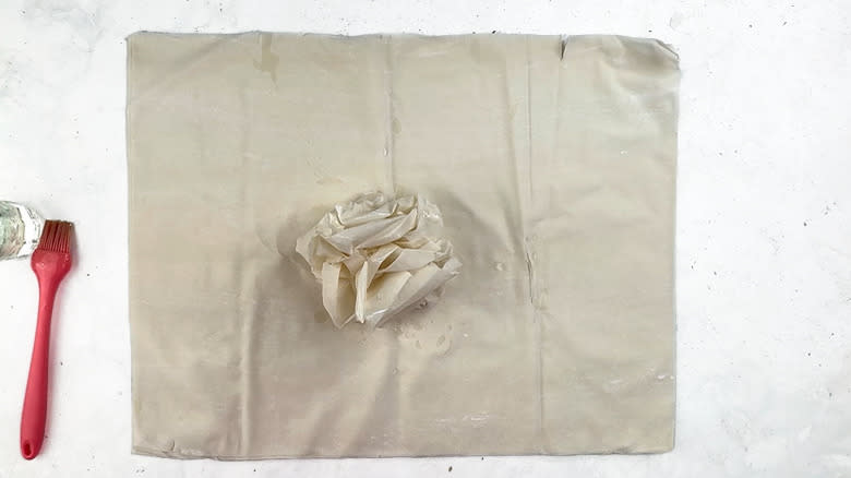 scrunching phyllo sheet