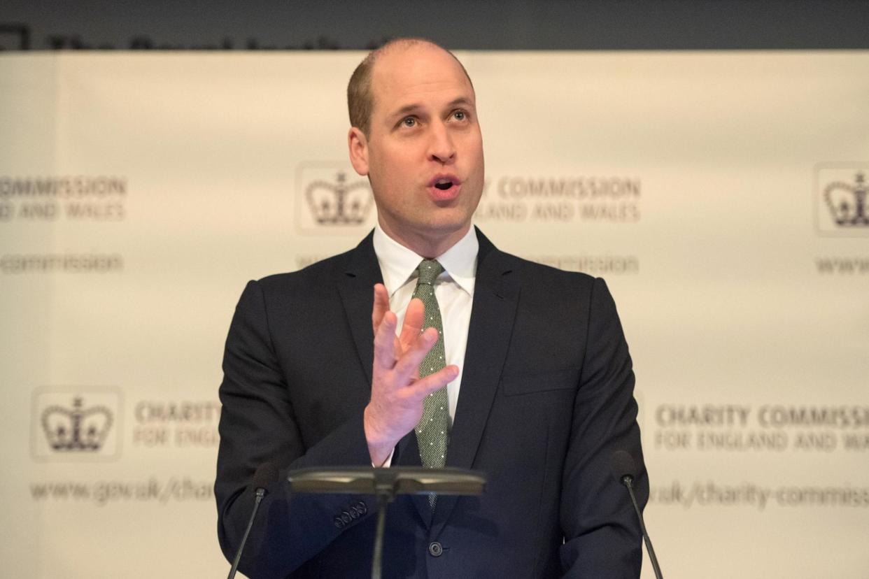 The Duke of Cambridge delivers his keynote speech to the Charity Commission: PA Wire/PA Images