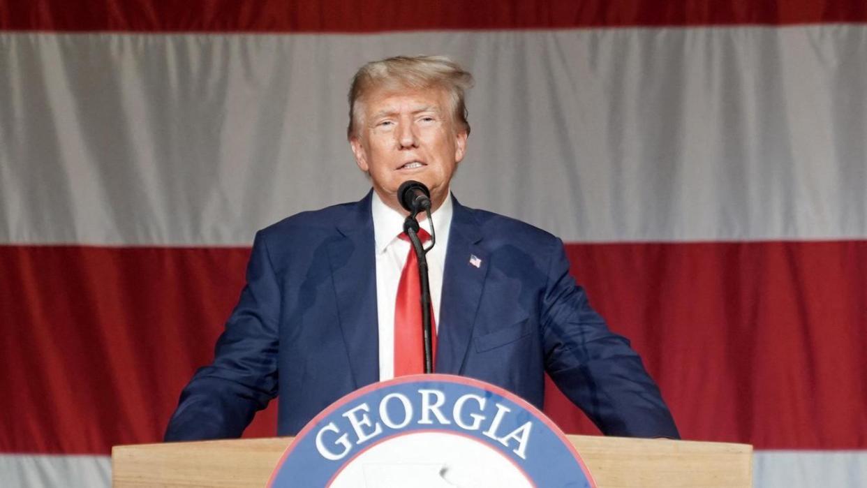 Donald Trump durante una convención estatal del Partido Republicano en Georgia, 2023
