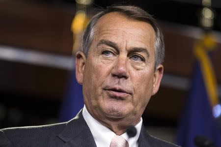 Speaker of the House John Boehner (R-OH) speaks to the media on Capitol Hill in Washington July 10, 2014. REUTERS/Joshua Roberts