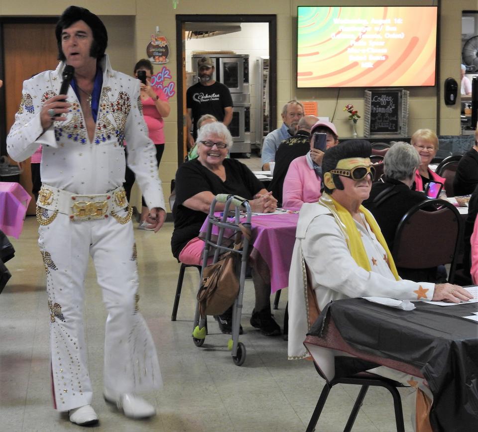 Eric Bressi, known as Elvis' Lost Brother, performed Wednesday at the Coshocton Senior Center. It was the 46th anniversary of Elvis Presley's death at his home of Graceland in Memphis, Tennessee.