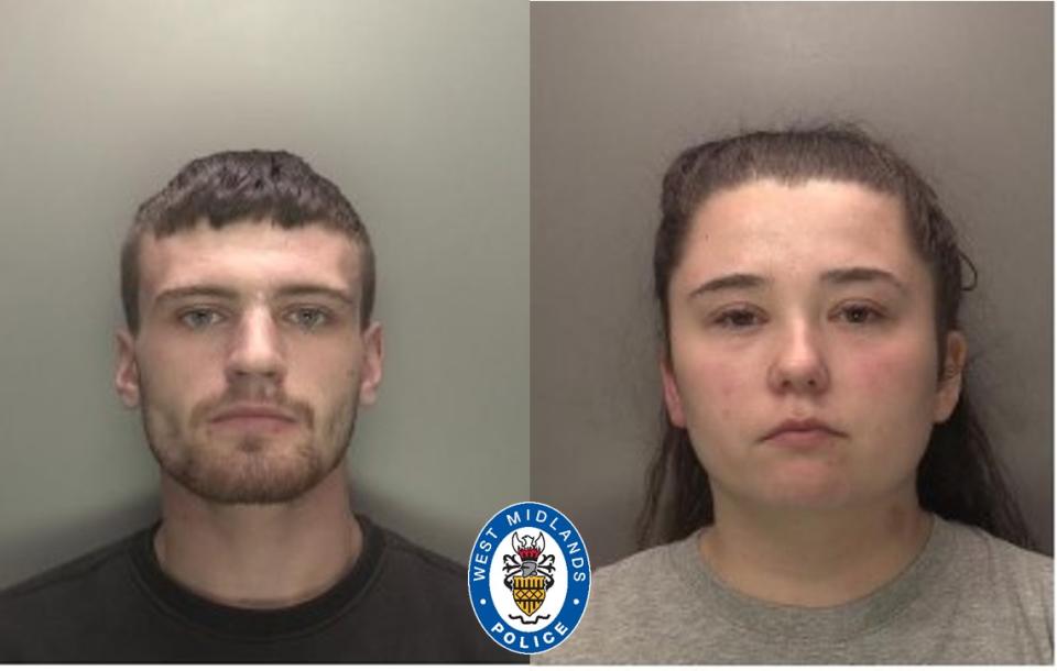 Pictured on the left is Callum Redfern, 22 and Nicola Priest, 22, on the right.