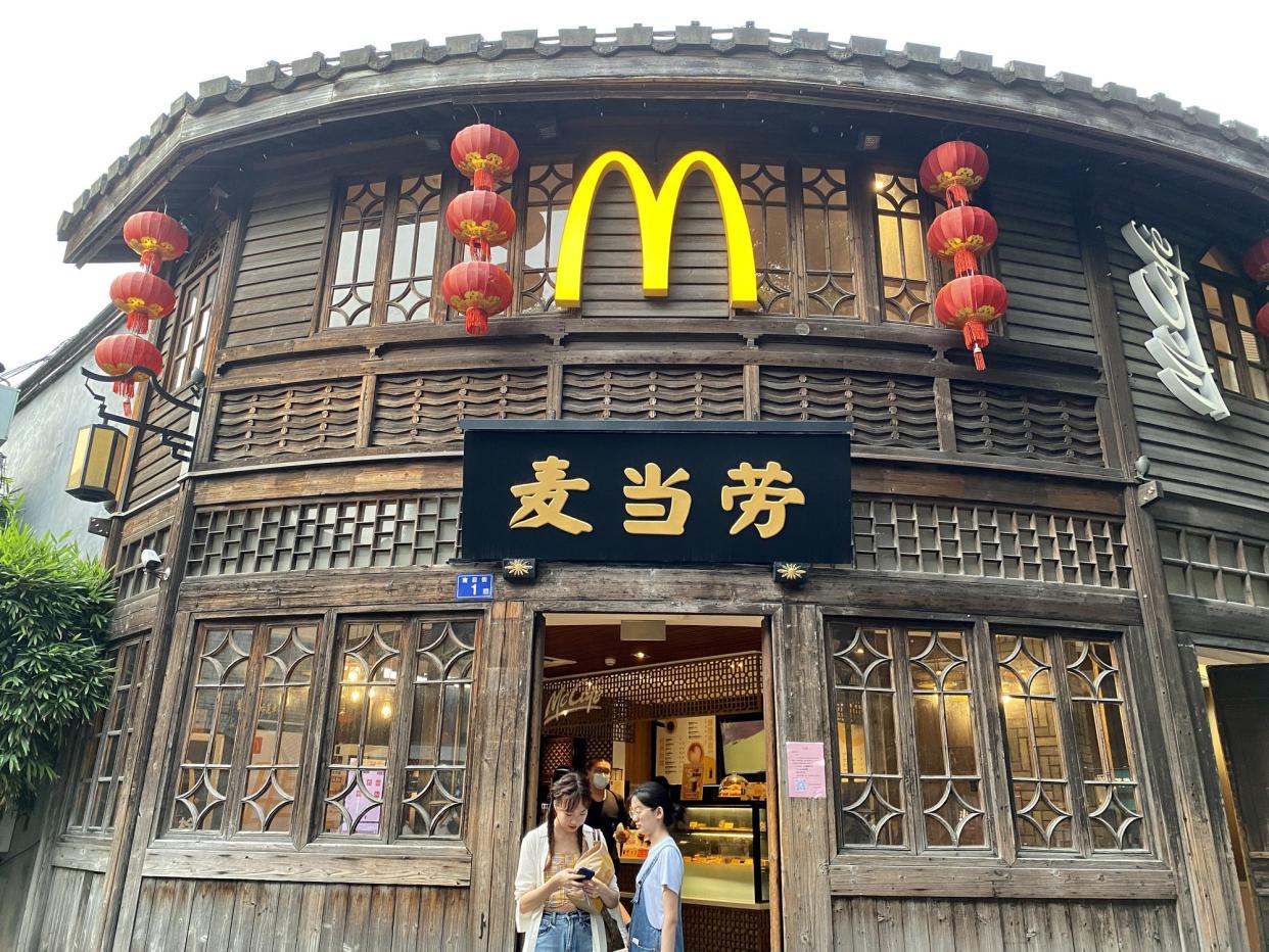 Fuzhou, Fujian, China. On May 13, 2021, it is a McDonald’s fast food restaurant with traditional local architecture in Nanhou Street, Sanfang Qixiang.