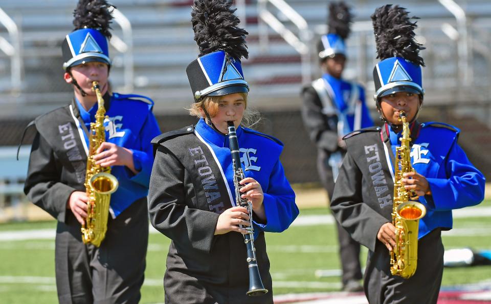 The Etowah High School Band performs Sept. 24, 2022, during the 58th annual Midsouth Marching Festival at Titan Stadium in Gadsden. This year's festival is Sept. 30.