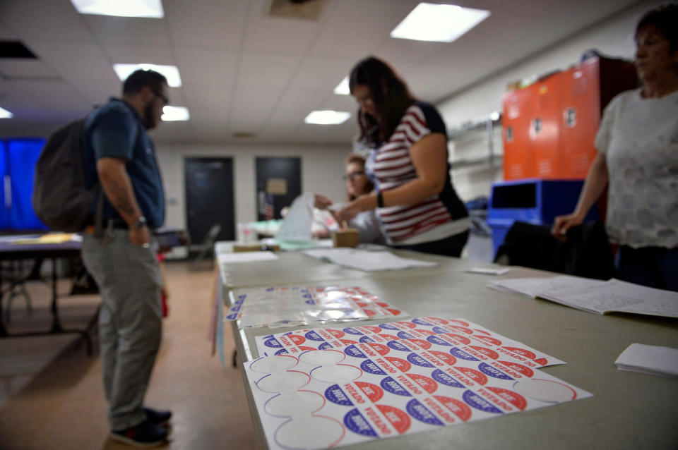 Voters sign in Philadelphia