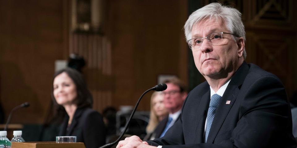 Christopher Waller testifies before the Senate Banking, Housing and Urban Affairs Committee during a hearing on their nomination to be member-designate on the Federal Reserve Board of Governors on February 13, 2020 in Washington, DC.