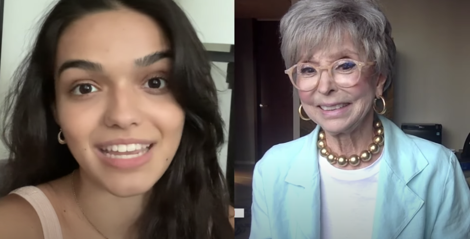 Rachel Zegler side by side with Rita Moreno