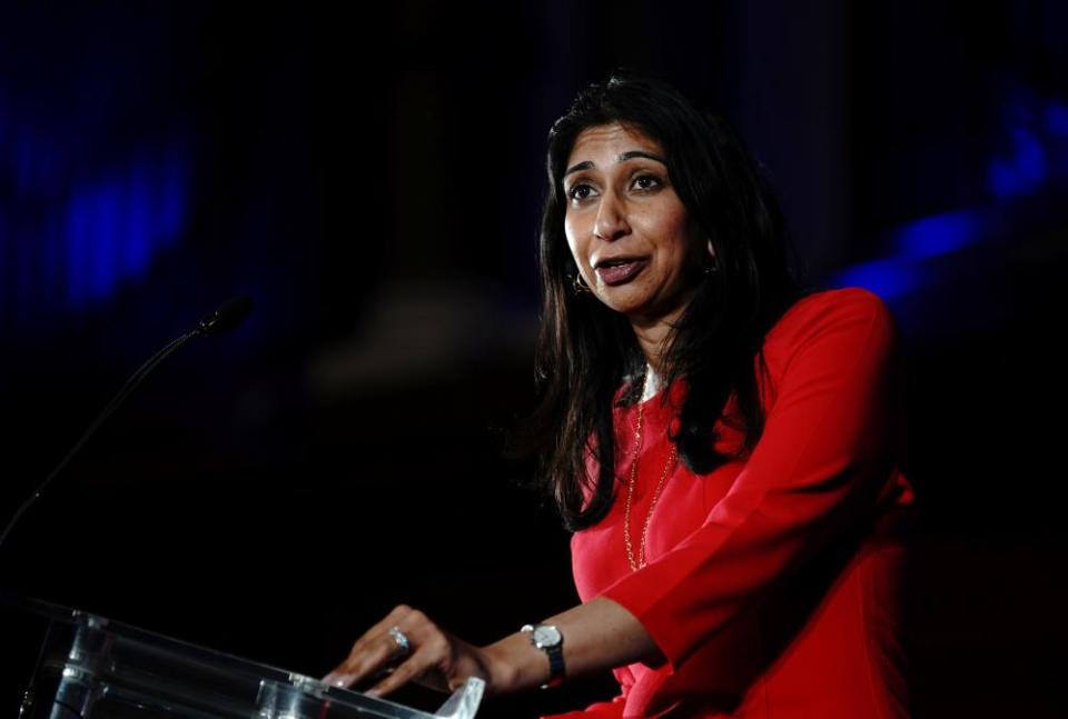 Home Secretary Suella Braverman speaking during the National Conservatism Conference at the Emmanuel Centre, central London. 