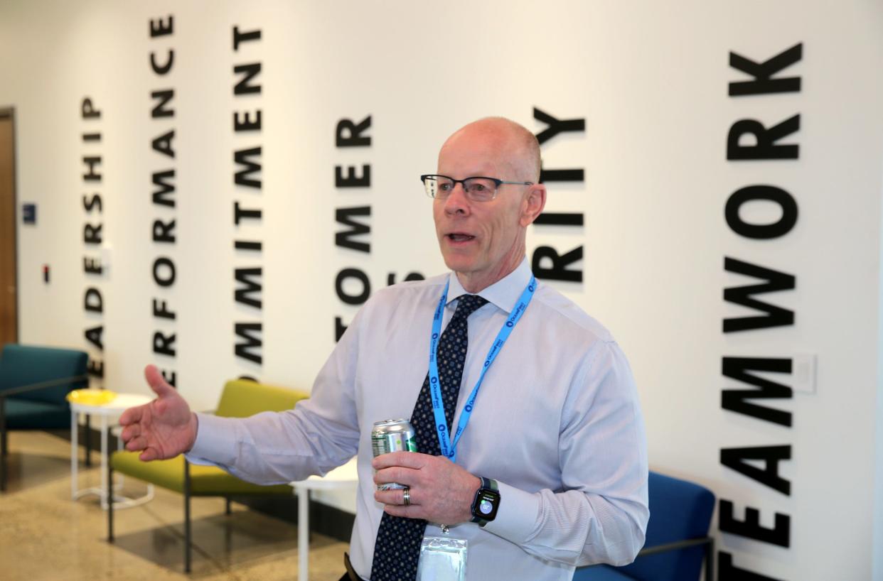 OceanFirst's President and Chief Operating Officer Joseph J. Lebel III joins the tour of their new Toms River headquarters, a six-story office tower that will be the hub for digital banking, Friday, June 3, 2022.