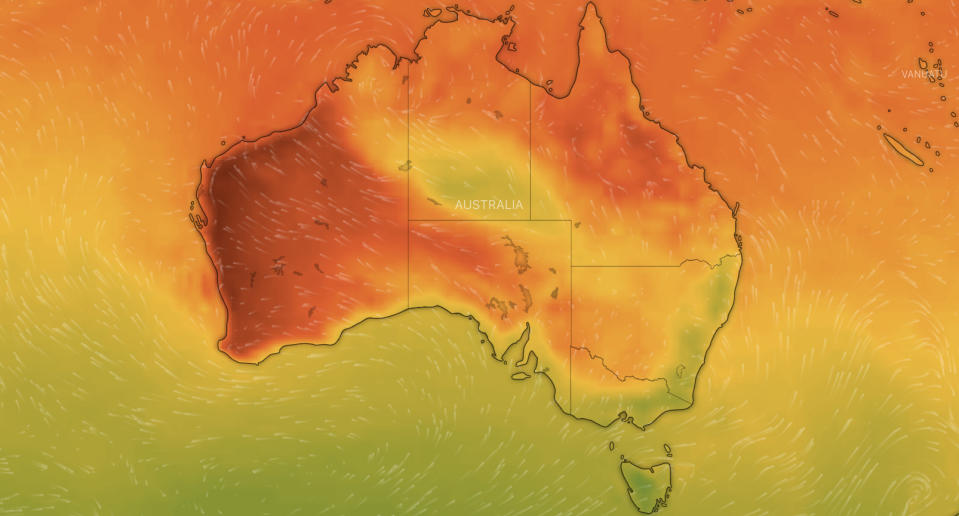 A weather map of Australia.