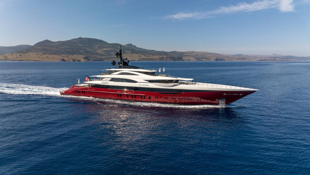 This New 263-Foot Superyacht Has a Grecian-Inspired Beach Club