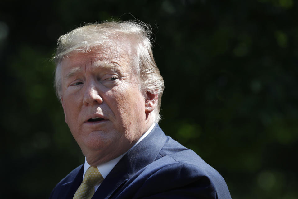 President Donald Trump speaks in the Rose Garden of the White House, Friday June 14, 2019, in Washington. (AP Photo/Jacquelyn Martin)