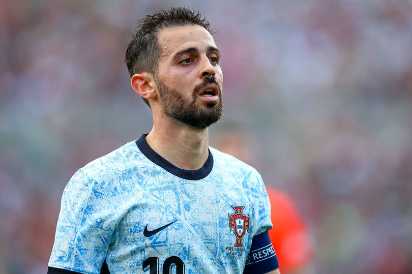 Bernardo Silva of Portugal looks on during the International Friendly match between Portugal and Croatia at Estadio Nacional do Jamor on June 08, 2024