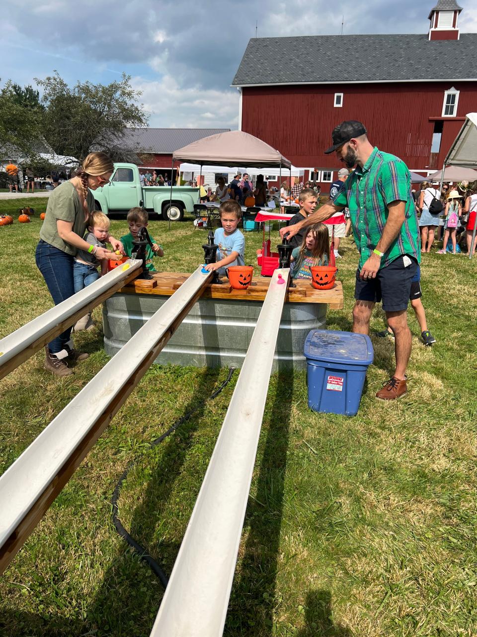 Case-Barlow Farm's annual fall festival includes several family activities, such as plastic duck racing.