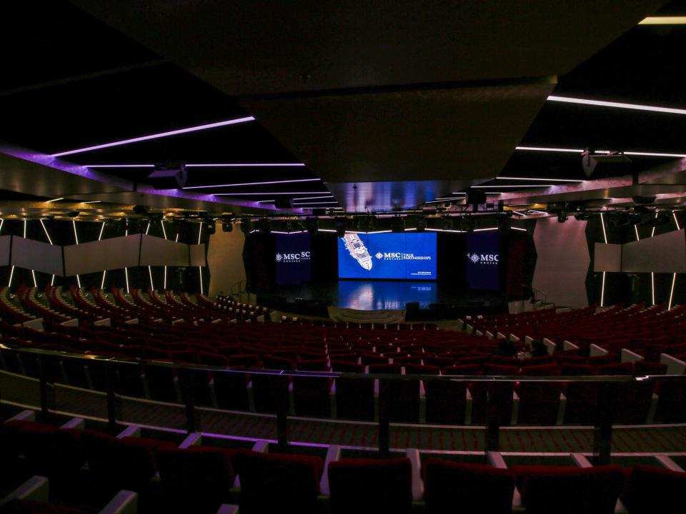 An empty theater in the MSC Meraviglia