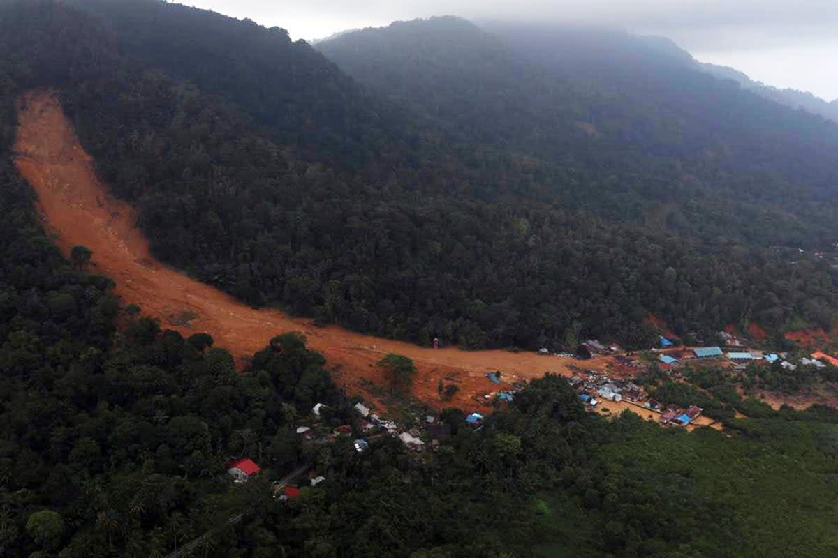 Village affected by landslide on Serasan Island, Natuna regency, Indonesia (BNPB via AP)