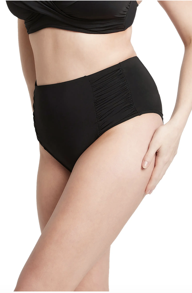 16) High Waist Gathered Side Swim Bottoms