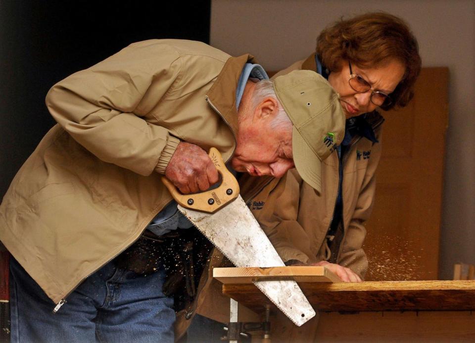 PHOTO: FILE - About 300 volunteers, including former President Jimmy Carter, and wife, Rosalynn, worked on houses in Baltimore, Maryland and Annapolis, Oct. 5, 2010, as part of a weeklong nationwide project with Habitat for Humanity. (Baltimore Sun/Tribune News Service via Getty Images, FILE)