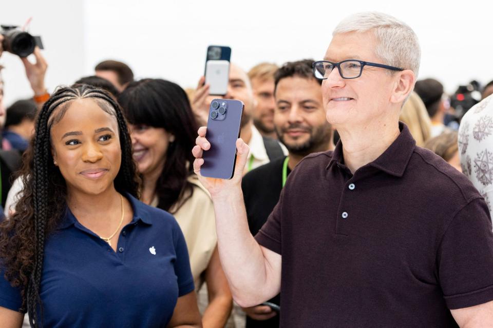 Tim Cook in an Apple store