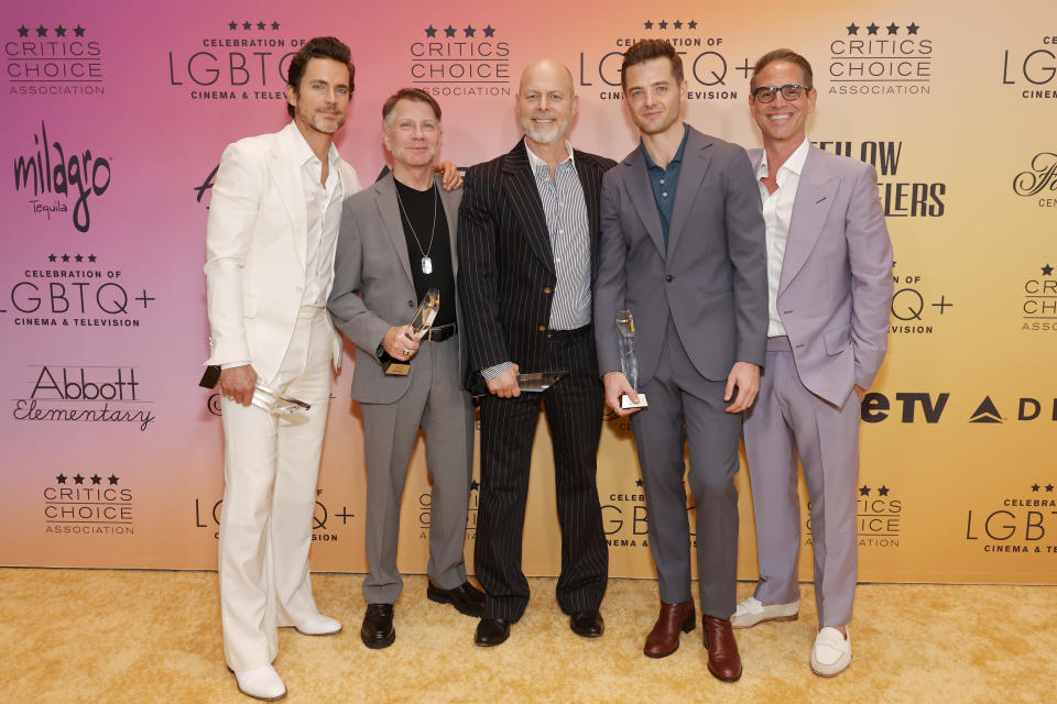 Matt Bomer, Ron Nyswaner, Daniel Minahan, Robbie Rogers and Greg Berlanti attend the Critics Choice Association's inaugural celebration of LGBTQ+ Cinema & Television