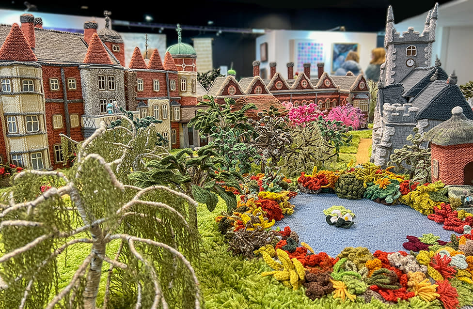 Knitted replica of Sandringham House and gardens