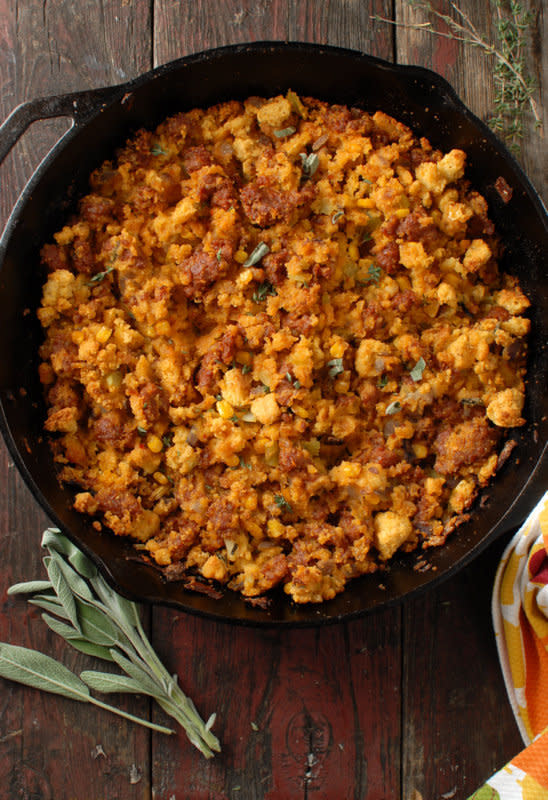 <strong>Get the <a href="http://boulderlocavore.com/2013/11/spicy-chorizo-cornbread-sage-dressing.html" target="_blank">Spicy Chorizo Cornbread Sage Dressing recipe</a> from Boulder Locavore</strong>