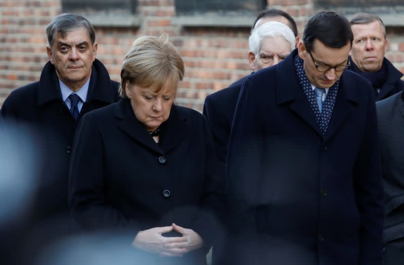 German Chancellor Angela Merkel and Polish Prime Minister Mateusz Morawiecki visit the Auschwitz-Birkenau memorial and museum