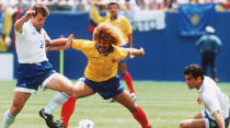 <p> His name conjures only one image: that hair. Valderrama&#x2019;s enormous blond mop helped him become a cult hero with Colombia, but it was what he did with his feet that was more important. </p> <p> Regarded as one of the greatest players his country has ever produced, the playmaker was named South American player of the year three times and memorably helped Colombia to the last 16 at Italia &#x2019;90. </p> <p> Only four years of his club career were spent in Europe, between Montpellier and Real Valladolid, and more&#x2019;s the pity for those of us who would have loved to see El Pibe test himself on English shores. </p>