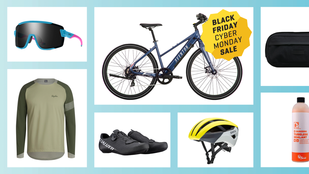 black friday cyber monday sale, sunglasses, aventon bike, bag, tubeless sealant, helmet, shoes, long sleeve shirt