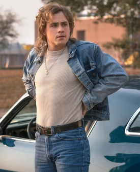 A photo of Dacre Montgomery in costume as Billy Hargrove on Stranger Things.