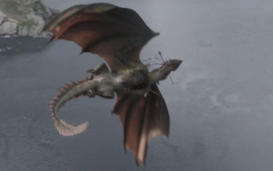 Fans were shocked when Rhaegal went down... Photo: HBO