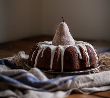 Spiced Pear Bundt Cake With A Brandy Vanilla Glaze