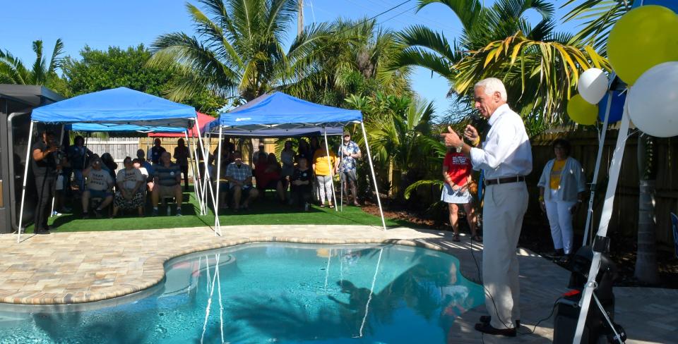 Former Gov. Charlie Crist visited multiple cities across Florida on Saturday, including Satellite Beach, where he spoke at the home of a Brevard County school board member. Crist, now a member of Congress, is running to regain the job he held from 2007 to 2011.
