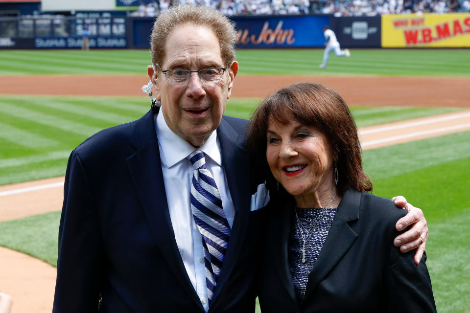 John Sterling and Suzyn Waldman will be reunited in the broadcast booth this fall. (Photo by Brandon Sloter/Icon Sportswire via Getty Images)